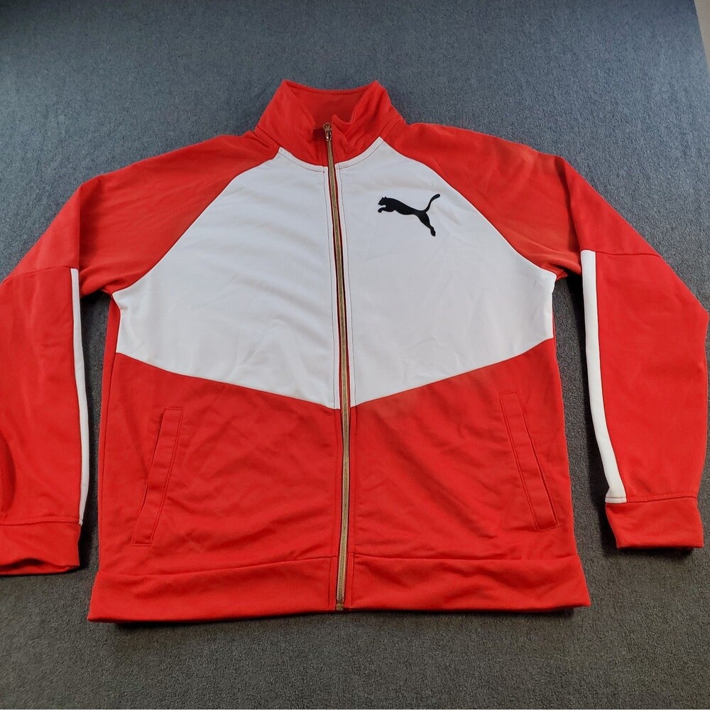 PUMA Y2K Track Jacket Red/White Men's Size Large pockets Full Zip